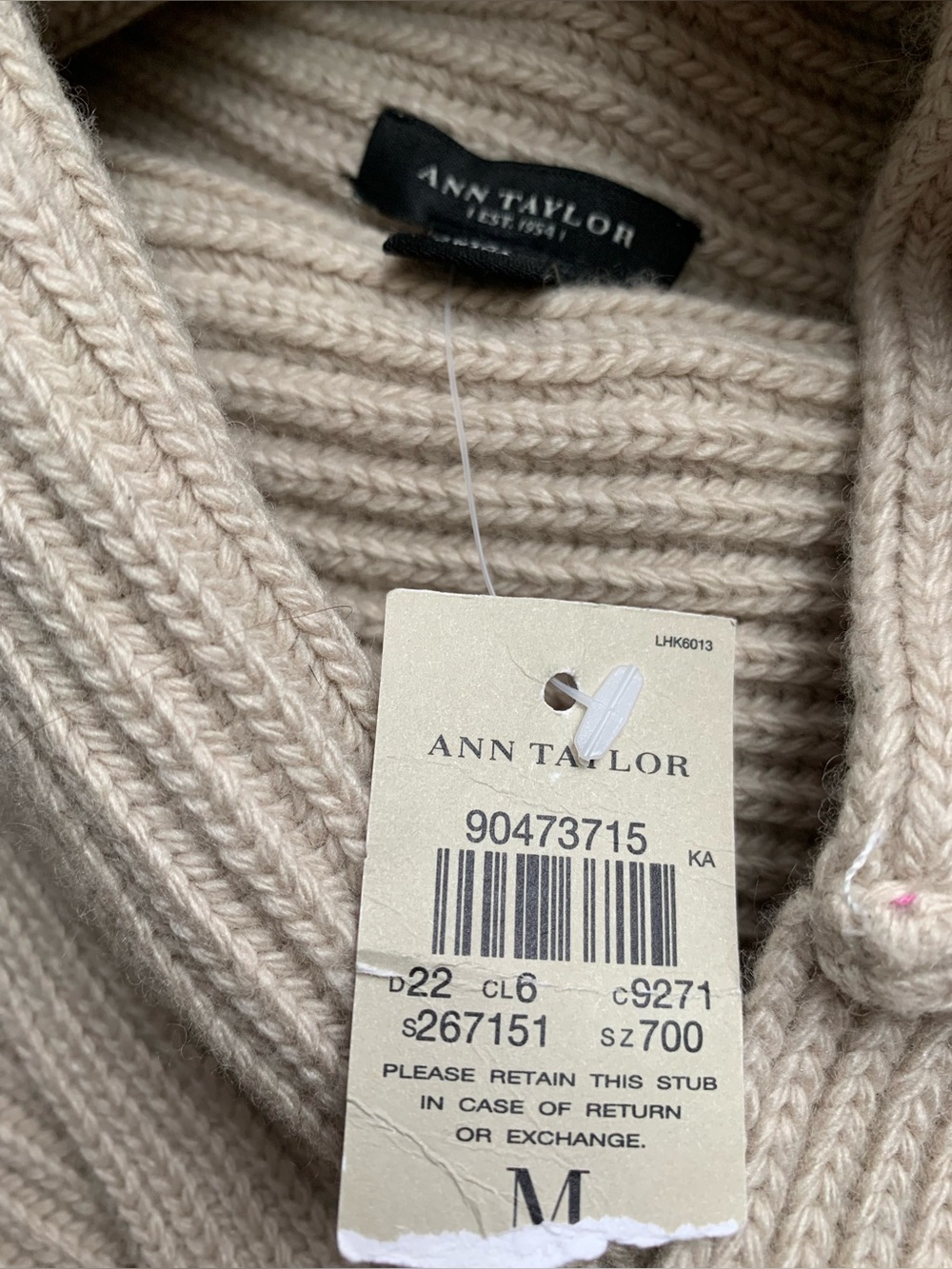 Ann Taylor Merino Wool Cashmere Blend Ribbed Cowl Neck Sweater M - Picture 13 of 14